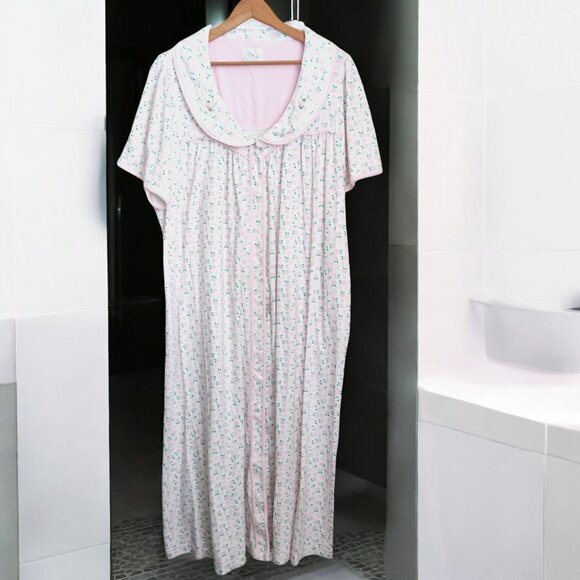 Go Softly‎ Sleepwear Women's 1X Long Nightgown Pockets Rose Cottagecore Snap - Picture 1 of 15
